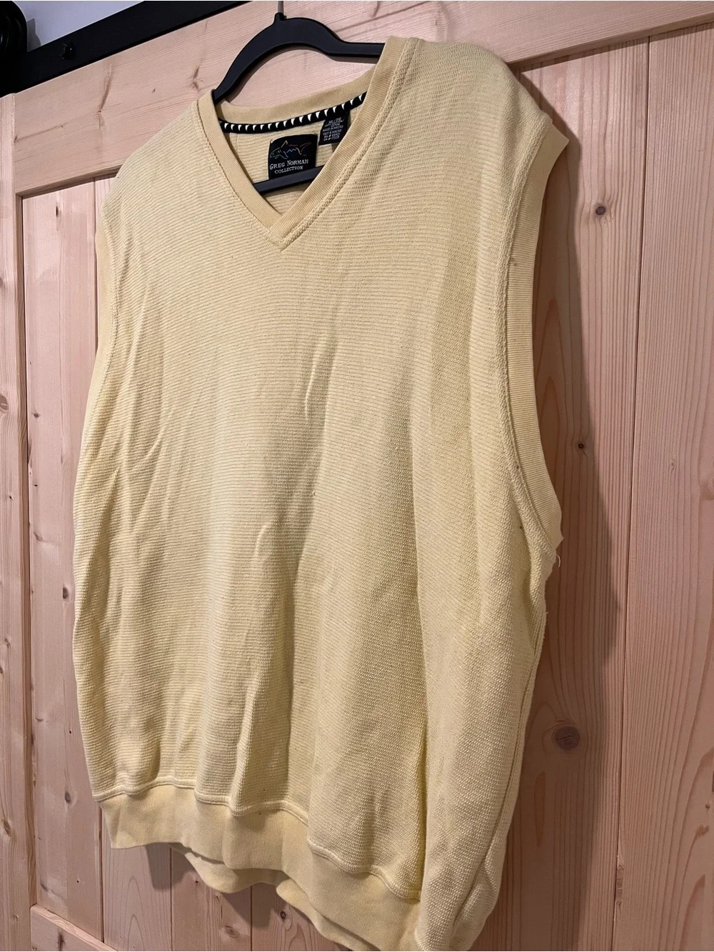 Greg Norman Collection Men’s V-Neck Cotton Sweater Vest in Pale Yellow XL 🦈 ⛳️